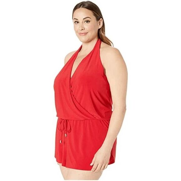 Magicsuit Bianca Rouge Red Swimsuit One Piece Shorts Romper 22W NWT - Picture 13 of 13